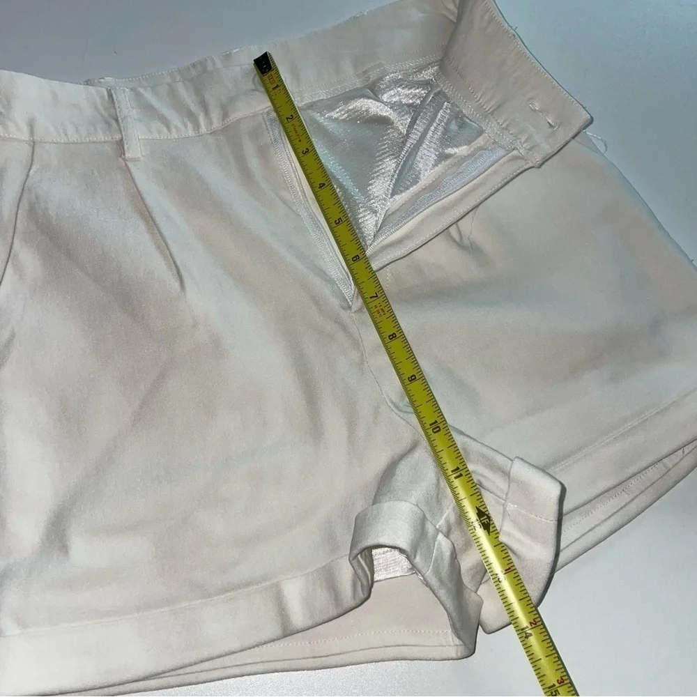 White High Rise Cuffed Shorts